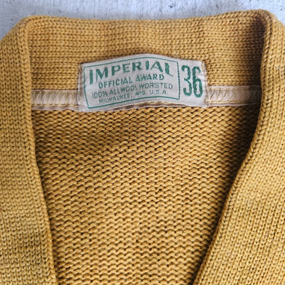 Vintage 50s Distressed Varsity Cardigan Made in Usa Wool Sz 36 - Picture 2 of 6